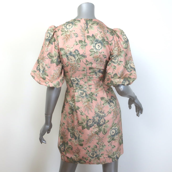 Zimmermann Tempest Lace-Up Mini Dress Blush Floral Print Silk Size 0