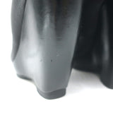 Balenciaga Fold-Over Platform Wedge Ankle Boots Black Grained Leather Size 41