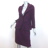 St. John Collection Boucle Knit Skirt Suit Plum Wool-Blend Size 12