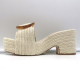 Cult Gaia Cleia Platform Slide Sandals Cream Braided Raffia Size 38 NEW