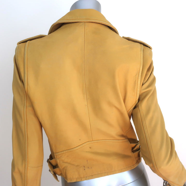 IRO Ashville Motorcycle Jacket Yellow Leather Size 40