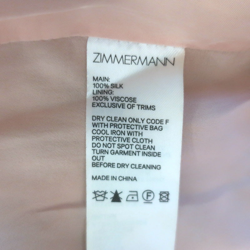 Zimmermann Tempest Lace-Up Mini Dress Blush Floral Print Silk Size 0