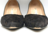 Manolo Blahnik BB 90 Pumps Gray Leopard Print Suede Size 37 Pointed Toe Heels