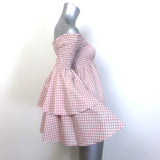 Caroline Constas Appolonia Off-Shoulder Gingham Top Blush/White Size Extra Small