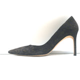Manolo Blahnik BB 90 Pumps Gray Leopard Print Suede Size 37 Pointed Toe Heels