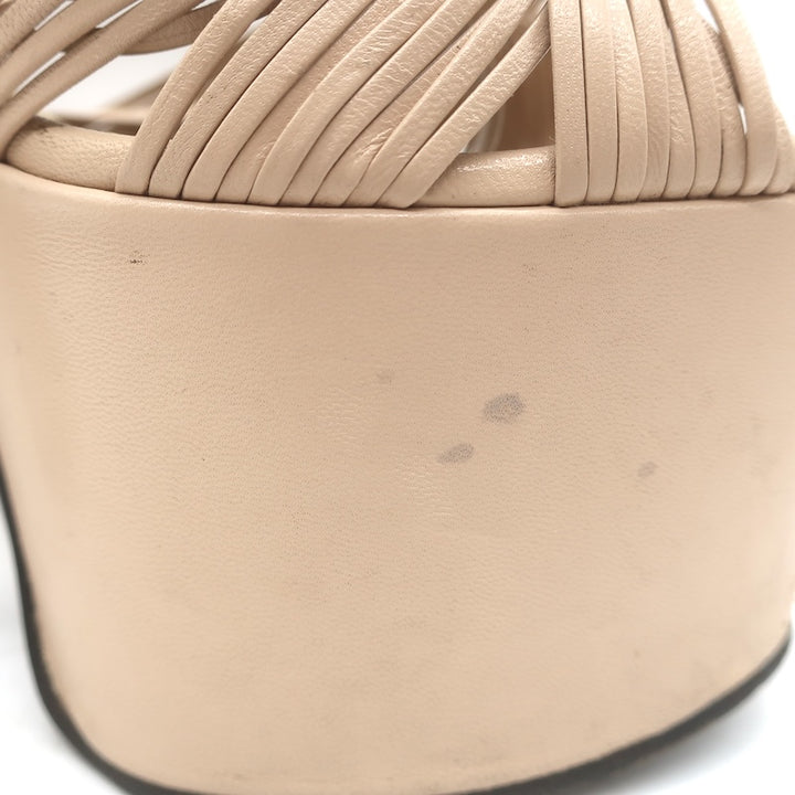 Gucci Crawford Knotted Platform Ankle Strap Sandals Beige Leather Size 37