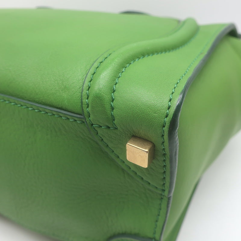 Celine Micro Luggage Tote Green Leather