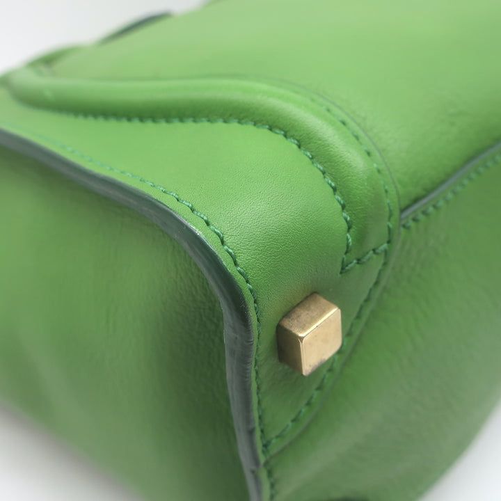 Celine Micro Luggage Tote Green Leather