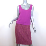 St. John Collection Speckled Knit Skirt Suit & Tank Top Fuchsia Size 8