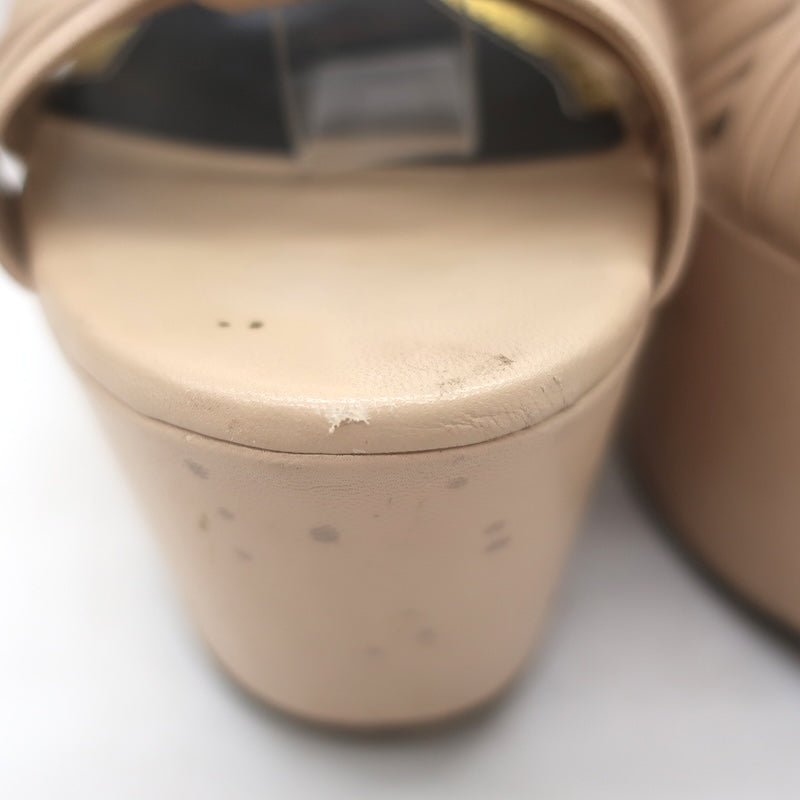 Gucci Crawford Knotted Platform Ankle Strap Sandals Beige Leather Size 37