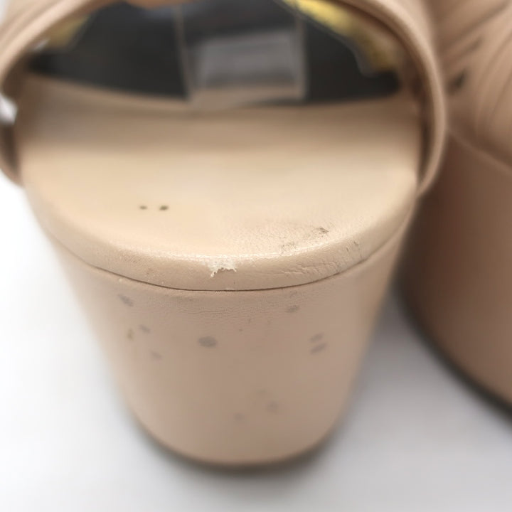 Gucci Crawford Knotted Platform Ankle Strap Sandals Beige Leather Size 37