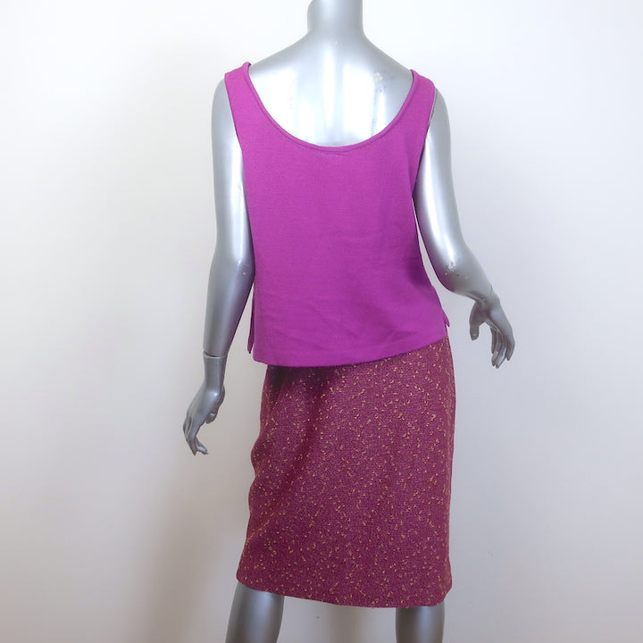 St. John Collection Speckled Knit Skirt Suit &amp; Tank Top Fuchsia Size 8