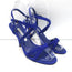 Manolo Blahnik Bayan Strappy Sandals Cobalt Suede Size 37 Slingback Heels