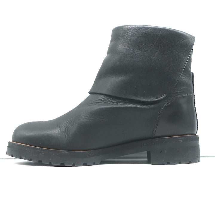 Chloe Foldover Shearling Ankle Boots Black Leather Size 38