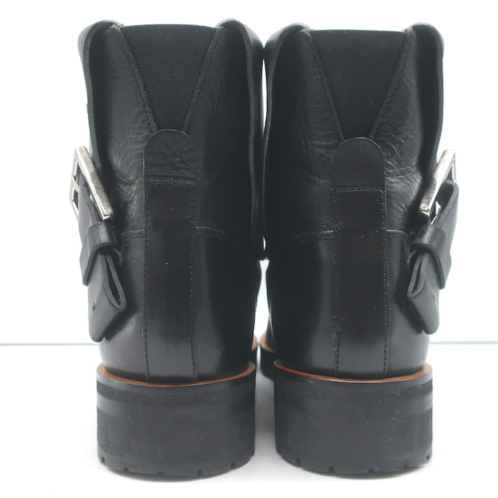 Chloe Foldover Shearling Ankle Boots Black Leather Size 38