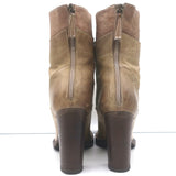 Brunello Cucinelli Lace-Up High Heel Boots Taupe Leather Size 40