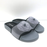 Chanel Mesh Camellia Pool Slide Sandals Gray Size 38 NEW
