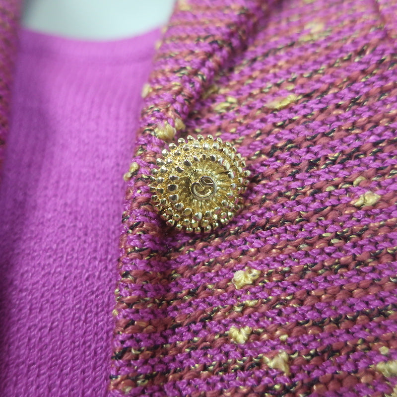 St. John Collection Speckled Knit Skirt Suit &amp; Tank Top Fuchsia Size 8