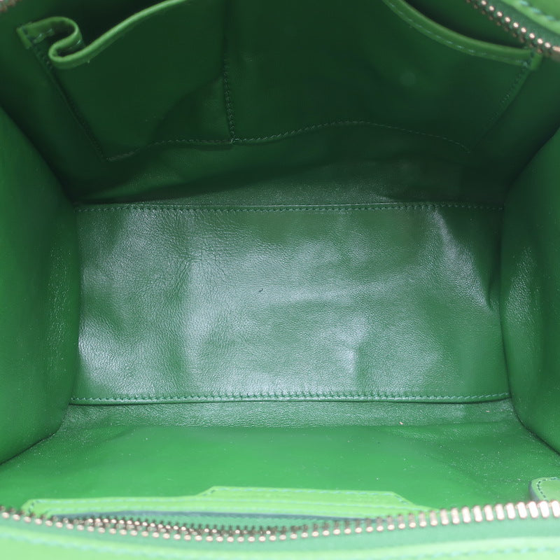 Celine Micro Luggage Tote Green Leather