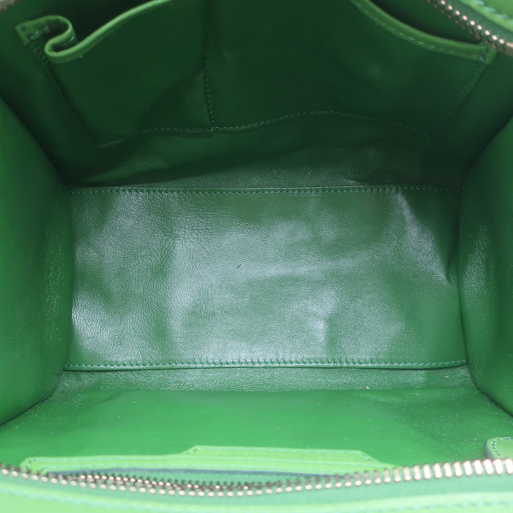 Celine Micro Luggage Tote Green Leather