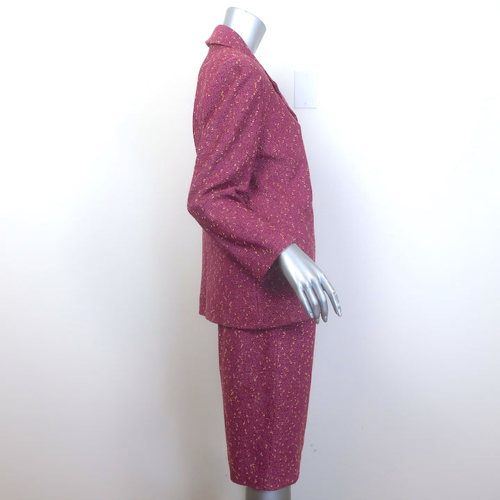 St. John Collection Speckled Knit Skirt Suit &amp; Tank Top Fuchsia Size 8