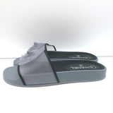 Chanel Mesh Camellia Pool Slide Sandals Gray Size 38 NEW