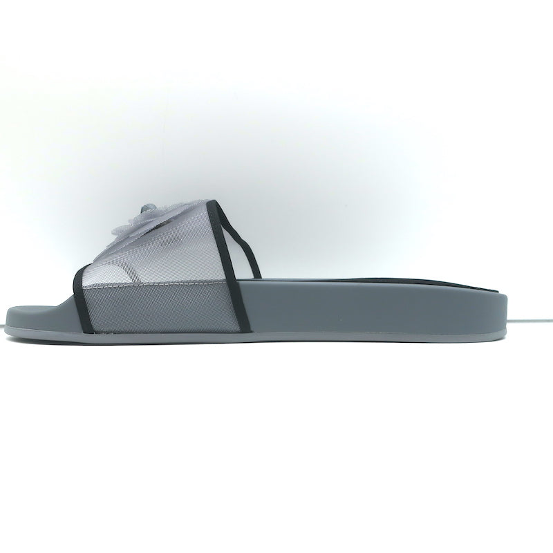 Chanel Mesh Camellia Pool Slide Sandals Gray Size 38 NEW