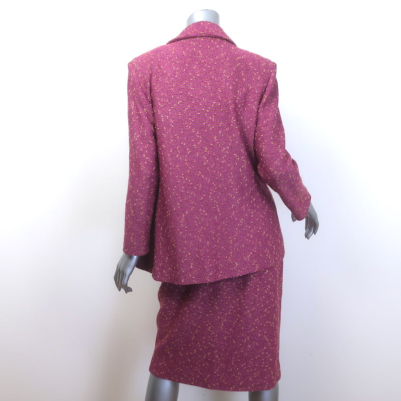 St. John Collection Speckled Knit Skirt Suit &amp; Tank Top Fuchsia Size 8