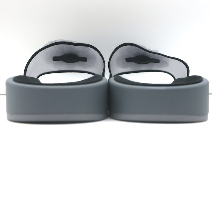 Chanel Mesh Camellia Pool Slide Sandals Gray Size 38 NEW