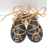 Khaite Lyon Lace-Up Flat Sandals Nude Leather Size 37.5 NEW