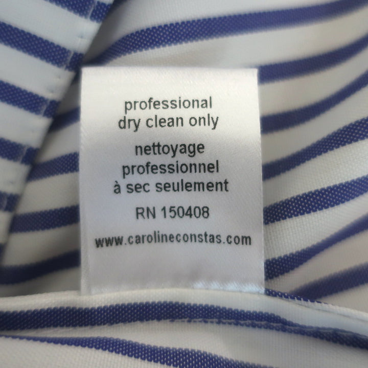 Caroline Constas Apollonia Striped Mini Dress Blue/White Cotton Size Extra Small