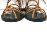 Khaite Lyon Lace-Up Flat Sandals Nude Leather Size 37.5 NEW