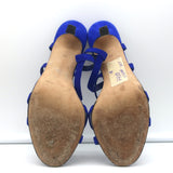 Manolo Blahnik Bayan Strappy Sandals Cobalt Suede Size 37 Slingback Heels