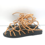 Khaite Lyon Lace-Up Flat Sandals Nude Leather Size 37.5 NEW