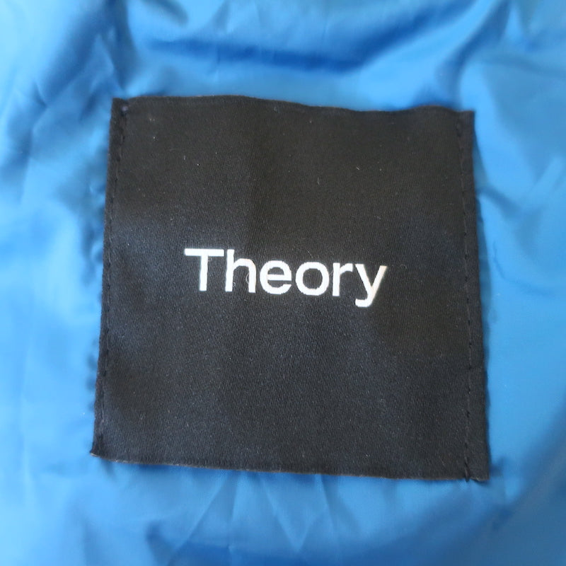 Theory Combo Hooded Down Puffer Jacket Blue Size Petite
