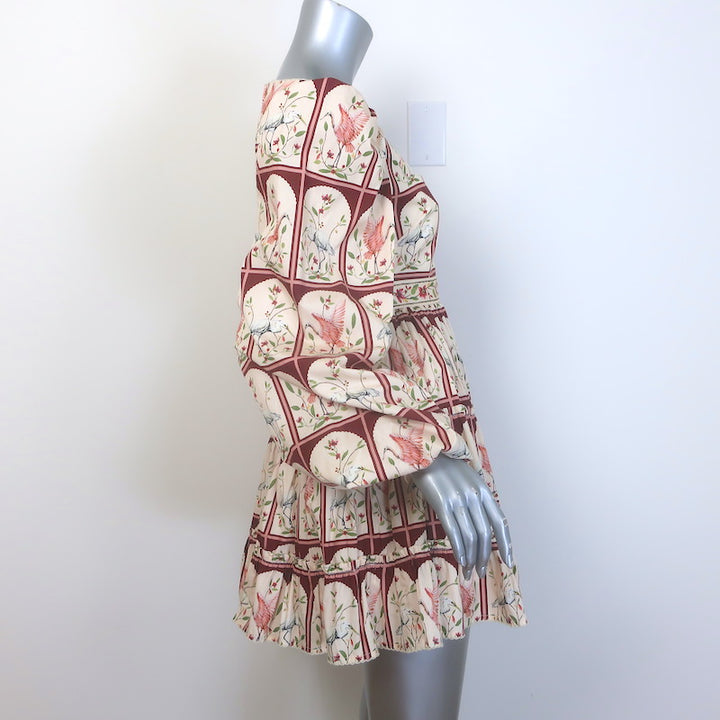 Agua by Agua Bendita Avena Garza Ruffled Mini Dress Printed Poplin Size Small