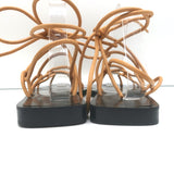 Khaite Lyon Lace-Up Flat Sandals Nude Leather Size 37.5 NEW