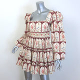 Agua by Agua Bendita Avena Garza Ruffled Mini Dress Printed Poplin Size Small