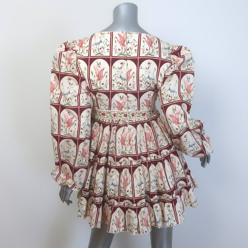 Agua by Agua Bendita Avena Garza Ruffled Mini Dress Printed Poplin Size Small