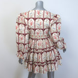Agua by Agua Bendita Avena Garza Ruffled Mini Dress Printed Poplin Size Small