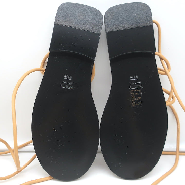 Khaite Lyon Lace-Up Flat Sandals Nude Leather Size 37.5 NEW
