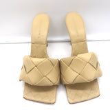 Bottega Veneta Lido Mule Sandals Beige Intrecciato Leather Size 37.5 NEW