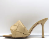 Bottega Veneta Lido Mule Sandals Beige Intrecciato Leather Size 37.5 NEW