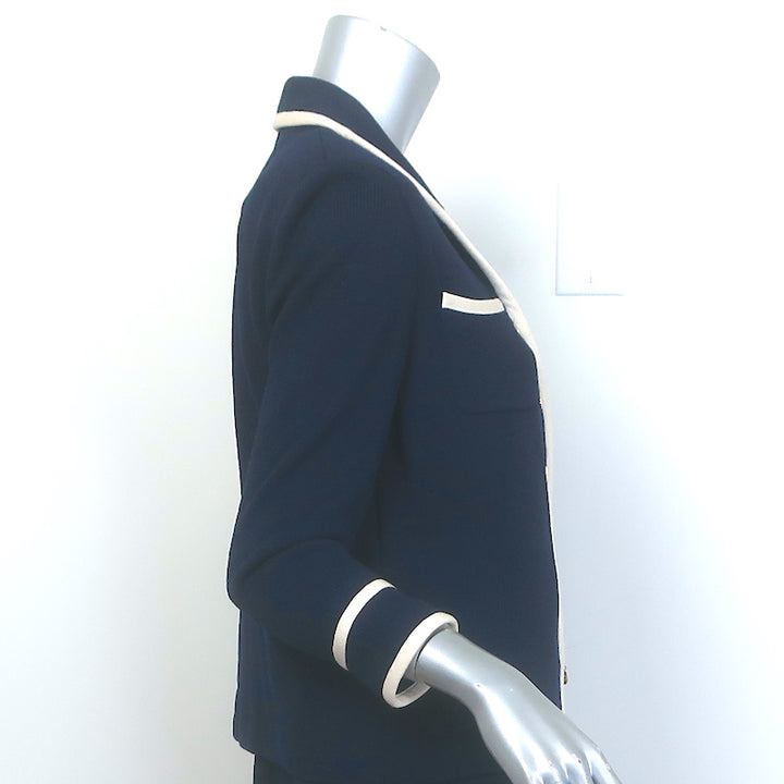 St. John Collection Zip-Up Jacket &amp; Tank Top Set Navy Santana Knit Size 4/Small
