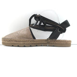 Brunello Cucinelli Monili-Trimmed Ankle Tie Espadrilles Metallic Leather Size 40