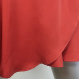 Authentic Zimmermann pre-owned crimson silk satin long-sleeve mini wrap dress with V-neck and tie.