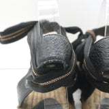 Brunello Cucinelli Monili-Trimmed Ankle Tie Espadrilles Metallic Leather Size 40