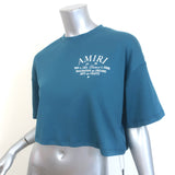 Amiri Arts District Cropped Tee Teal Cotton Size Extra Small Short Sleeve Top NEW