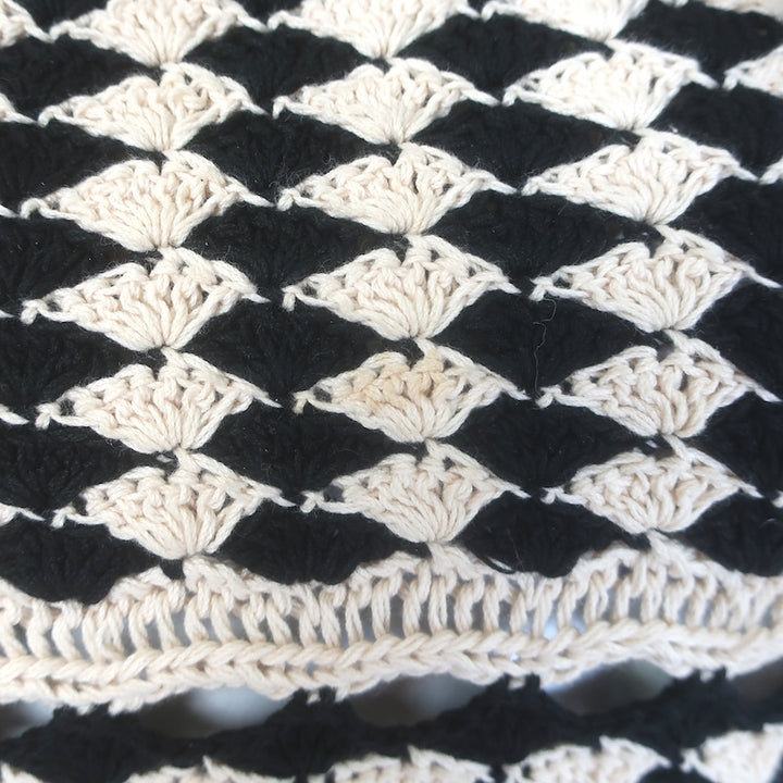 Zimmermann Anneke Crochet Halter Tank Top Black &amp; Cream Cotton Size 0