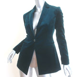 Theory Velvet Power Jacket Teal Size 0 One-Button Blazer